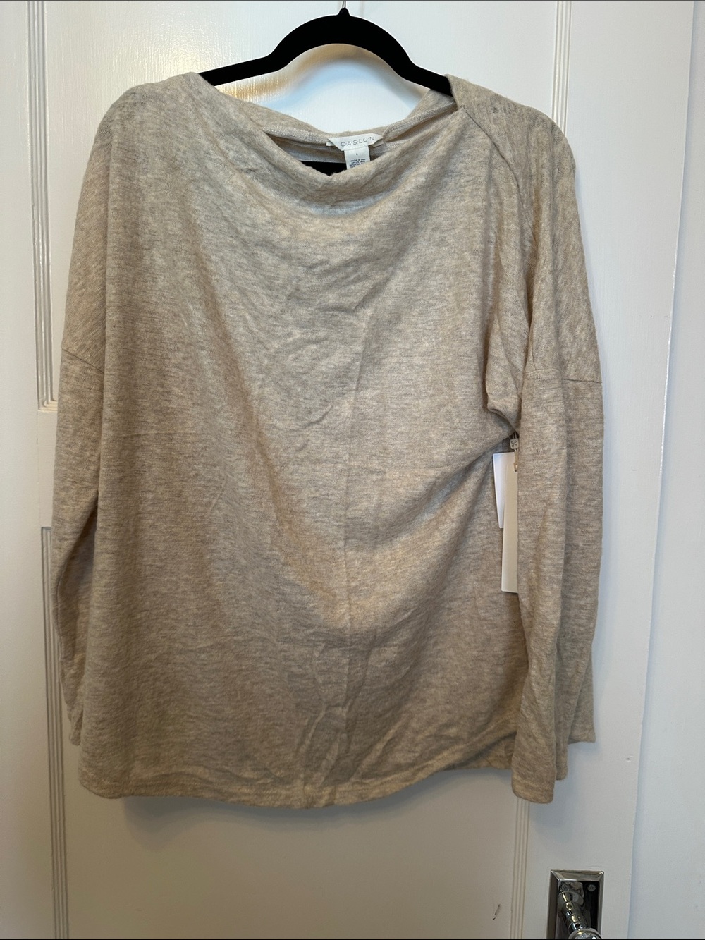 CASLON Soft Oatmeal Cowl-Neck Sweater